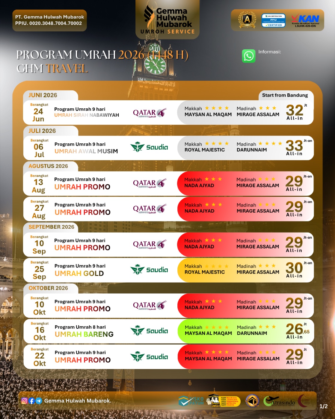 GHM Umrah 2026 program schedule poster