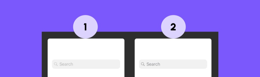 Search bar comparison: icon placement